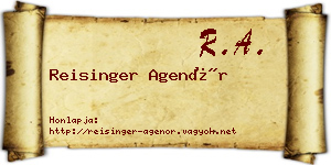 Reisinger Agenór névjegykártya